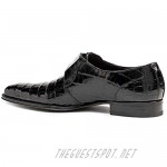 Mezlan Men's Dallas Black Genuine Crocodile Calfskin Exotic Slip-On Monk Straps Loafer Shoes 14436-F
