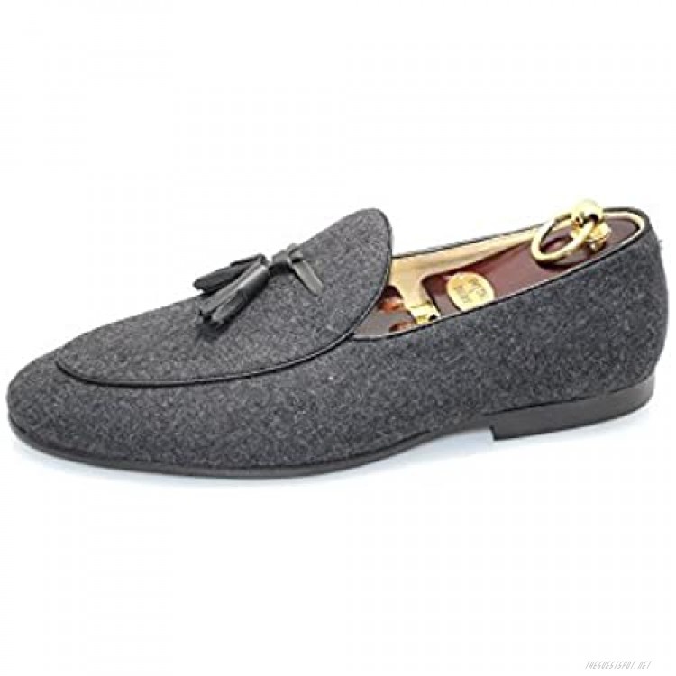 SMYTHE & DIGBY Men's Belgian Slippers Gray Flannel Loafers