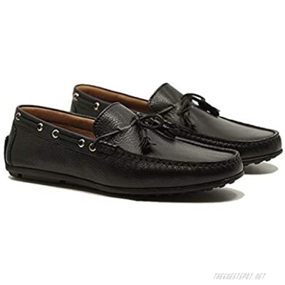Yacamoz Legend Mens Soft Comfy Authentic Leather Loafer-Anti Sweat Men's Business Casual Shoes-Stylish Calf Leather Loafers-Authentic Handmade Sturdy Leather Loafers for Men(Black Numeric_11)
