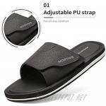 NORTIV 8 Men's Slide Sandals Memory Foam Adjustable Comfort Lightweight Beach Shoes