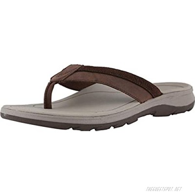 Vionic Canoe Dennis Toe-Post Sandal - Men's Leather Flip-flop with Concealed Orthotic Arch Support