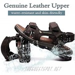 visionreast Mens Leather Sandals Open Toe Outdoor Hiking Sandals Air Cushion Sport Sandals Waterproof Beach Sandals
