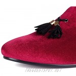 Harpelunde Men Velvet Loafers with Tassel Handmade Slip on Wedding Shoes