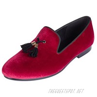 Harpelunde Men Velvet Loafers with Tassel Handmade Slip on Wedding Shoes