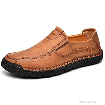 Men Casual Shoes Slip On Loafers Driving Flat Shoes Comfort Walking Sneakers Leather Shoes for Male Brown