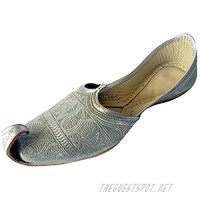 Step n Style Flache Herren-Slipper aus Leder Zari-Khussa-Schuhe traditionell indisches Leder Punjabi-Jutti
