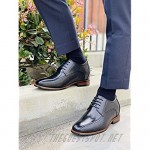 CALTO Men's Invisible Height Increasing Elevator Shoes - Black Premium Leather Lace-up Formal Oxfords - 3 Inches Taller - Y10653