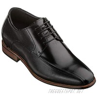 CALTO Men's Invisible Height Increasing Elevator Shoes - Black Premium Leather Lace-up Formal Oxfords - 3 Inches Taller - Y10653