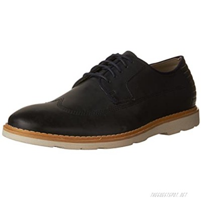 Clarks Men's Gambeson Style Wing Tip Oxford Navy Leather US 8 M