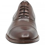 Yacamoz Augustine Mens Oxford Leather Dress Shoes Full Grain Calf Leather Hand-Stitched Cap Toe Mens Leather Oxford Shoes Superior Craftsmanship Derby Shoe (Brown Numeric 12)