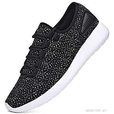 LEADERICA Men's Knit Sports Running Shoes Lace Up Athletic Shoes