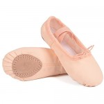 Ambershine Full Sole Ballet Shoes for Girls/Toddlers/Kids，Canvas Ballet Shoes/Satin Ballet Slippers with Ribbon/Better Fit Dance Shoes