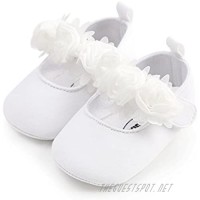 Isbasic Baby Girls Flat Shoes Toddler Soft Sole Mary Jane Princess Christening Baptism Crib Shoes