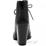 Ollio Women Shoe Fashion Lace up Cutout Ankle High Heel Bootie Sandal