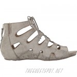 Earthies Women's Roma Gladiator Sandal Light Grey Metallic Suede US 6 M