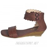 ShoesLady Midsummer Magdalena Leather Wedge Sandals with Scallop Edge