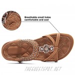 Womens Sandals Flip Flops Shoes with Comfort Walking Non Slip on Casual Summer Beach Shoes Dress Ankle Elastic Jeweled Bohemian Flats