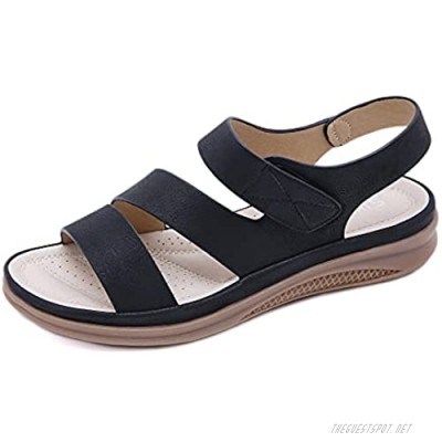 Yicornchen Women Summer Comfortable Flat Sandals Slip On Casual Summer Beach Open Toe Platform Sandals Shoes