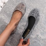 FAMOORE Hollowed out bird's jelly crystal flat bottom breathable women's sandals