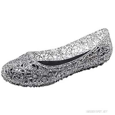 FAMOORE Hollowed out bird's jelly crystal flat bottom breathable women's sandals