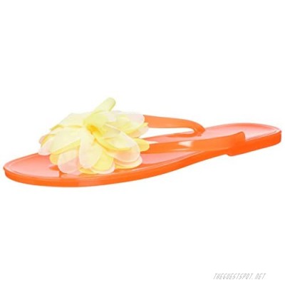 Nufoot Tangerine Flip Flops with White/Yellow Blossom Medium 1 Count