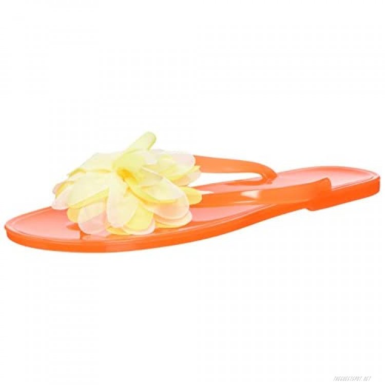 Nufoot Tangerine Flip Flops with White/Yellow Blossom Medium 1 Count