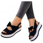 UQGHQO Sandals for Women Wedge New Comfy Platform Bow Sandal Summer Beach Travel Shoes Ladies Fashion Slipper Flip Flops