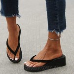 VonVonCo Sandals for Women Ladies Platform Wedges Flip Flops Clip Toe Bohemian Beach Shoes Slippers Sandals Shoes