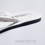 Women's Flip-Flop Sandals with Rhinestone Crystal Comfortable Summer Slip Sandals Beach Slippers (White numeric 7)