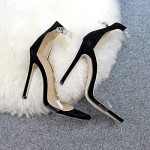 La Rosa Transparent PVC Peep Toe Stilettos High Heel Sandals (US 5 BLACK)
