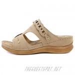 CYNLLIO Slip on Wedge Sandals for Women Open toe low-heel Slide Sandals Vintage Cutout Shoes