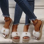 Furcross Women Sexy Rhinestone Platform Slide Sandals Glitter Sandals