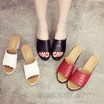 GCOCO Women's Comfy Peep Toe Chunky Block Low Heeled Slide Sandals Slip On Nonslip Mules Dress Pumps Sandal