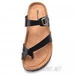 Mila Lady Womens Summer Comfortable Strappy Flip Flops Cork Sole Slide Flat Slipper Sandals
