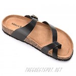 Mila Lady Womens Summer Comfortable Strappy Flip Flops Cork Sole Slide Flat Slipper Sandals