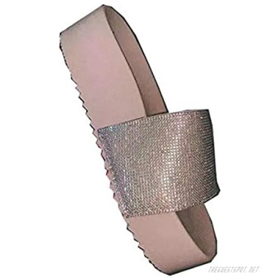 Vimisaoi Platform Slippers Open Toe Soft Slides Rhinestone Glitter Sandals for Women Summer Slipper Slingback Sandals Fashion Sandals Comfortable Beach Sandals
