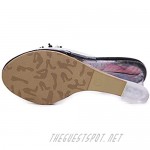 Women's Flowers Wedge Sandal Comfort Clear Lucite Platform Summer Vintage Non-Skid Backless Slides Sandals
