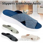 Womens Soft Sandals Stretch Cross Orthotic Slide Sandals Casual Beach Slip On Comfort and Support Sandals for Women
