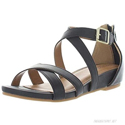 Comfortiva Womens Melody Leather Memory Foam Strappy Sandals