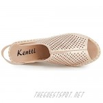 Kentti Women's Peep Toe Hollow Out Slingback Espadrille Platform Wedge Sandal