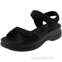 Woman’s sandal platform velcro non slip comfort open-toe black