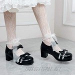 Caradise Womens Cute Lolita Cosplay Shoes Chunky Bow Mary Janes Platform Pumps with Ankle Strap