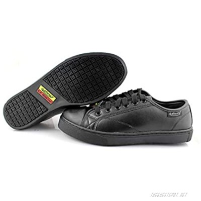 Laforst Womens 3134 Leather Slip Resistant Lace Up Work Flats Black Shoes