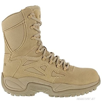 Reebok Work Womens Rapid Response RB 8 Inch Composite Toe Side Zip Casual Work & Safety Shoes Tan 7