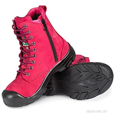 Women's Steel Toe Work Boots | Raspberry | 8''