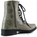 Women's Women's Ankle Booties Military Combat Lace Up Boot Multi Floral