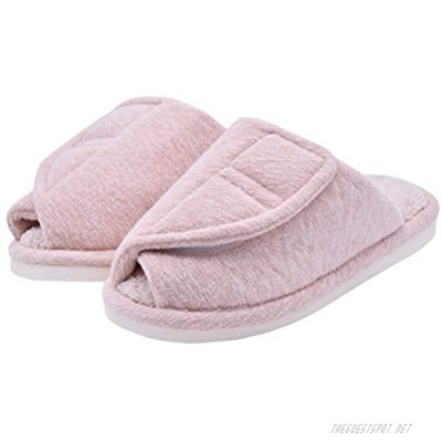 AOIREMON Women's Furry Memory Foam Diabetic Slippers Comfy Cozy Arthritis Edema Shoes Adjustable Open Toe/Closed-Toe Non-Slip