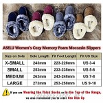 ASELU Moccasin Slippers for Women Micro Suede Memory Foam Slippers Ladies' Slip on Faux Fur Lining House Shoes with Indoor Outdoor Anti-Skid Rubber Sole