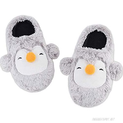 DL Women's Cute Animal Slippers with Cozy Faux Fur Memory Foam Slippers House Slippers with Indoor Outdoor Anti-Skid Sole Winter