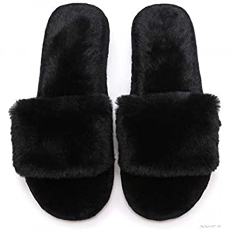 FIZILI Women's Slippers Fuzzy Cozy Furry - Fluffy Memory Foam Cute Open Toe Soft Plush for House Indoor Outdoor Slippers for Women